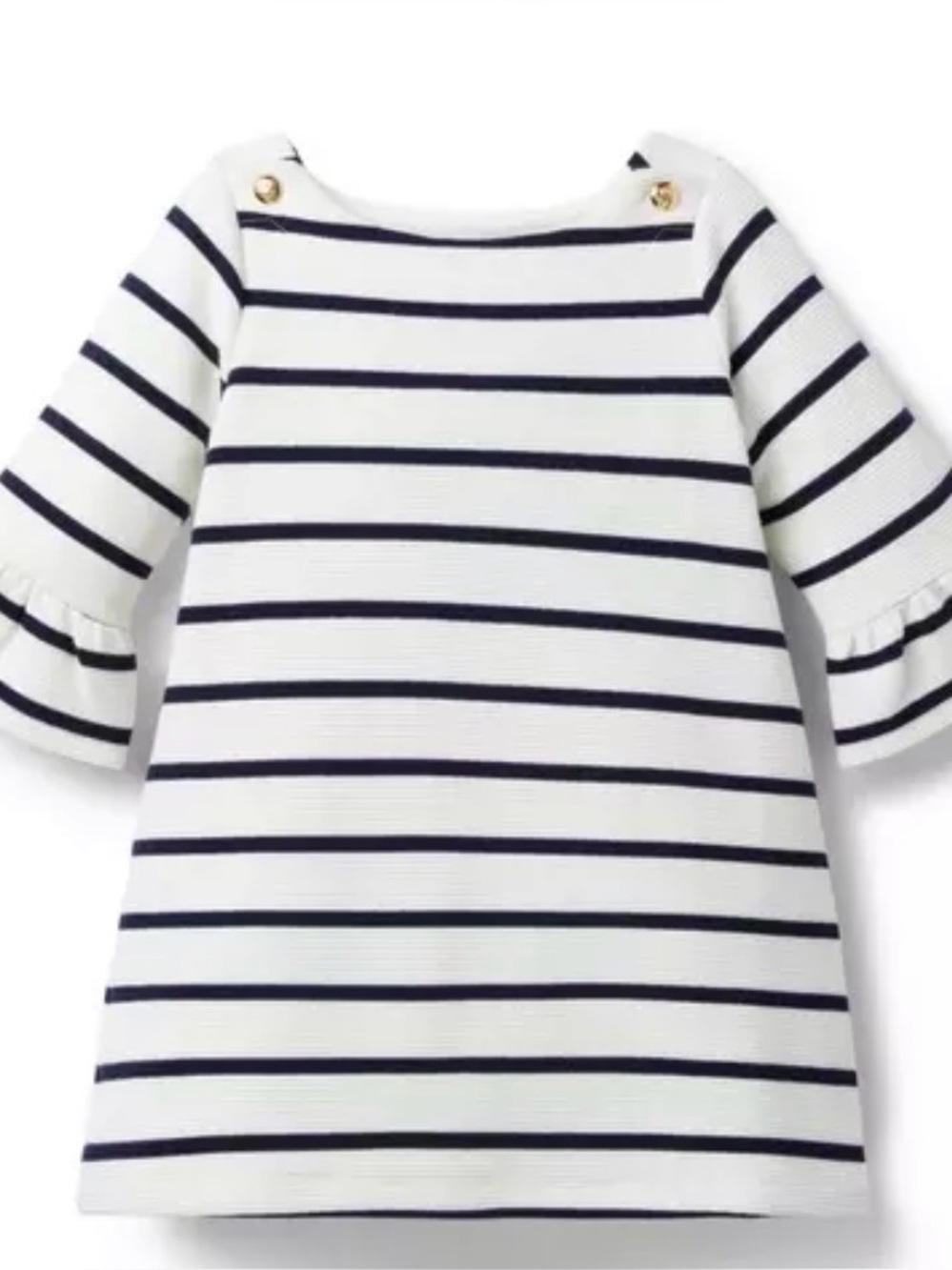 Janie and Jack White and Navy Striped Bell Sleeve Dress